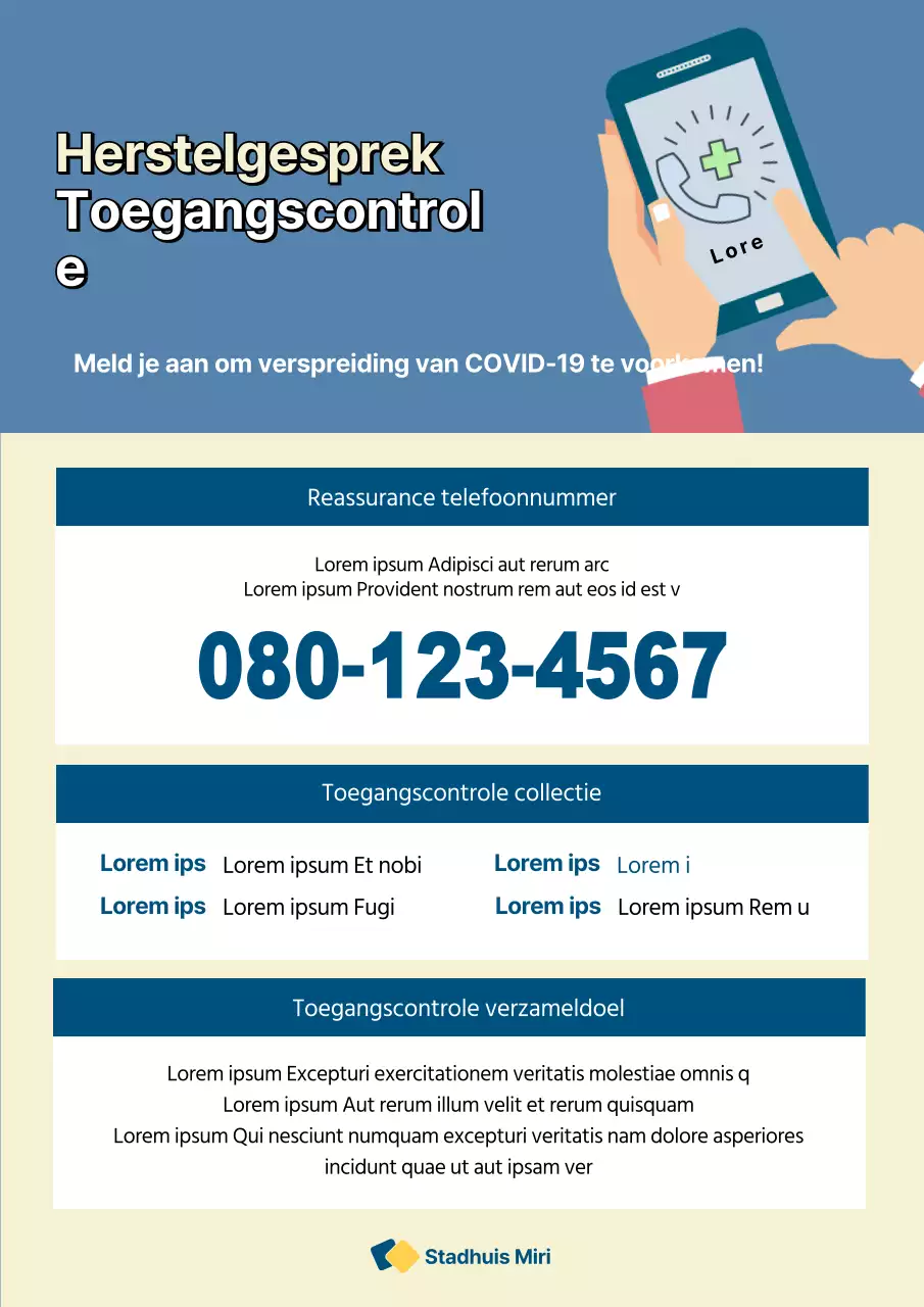 Blue neat geruststellingsoproep toegangscontroledocument