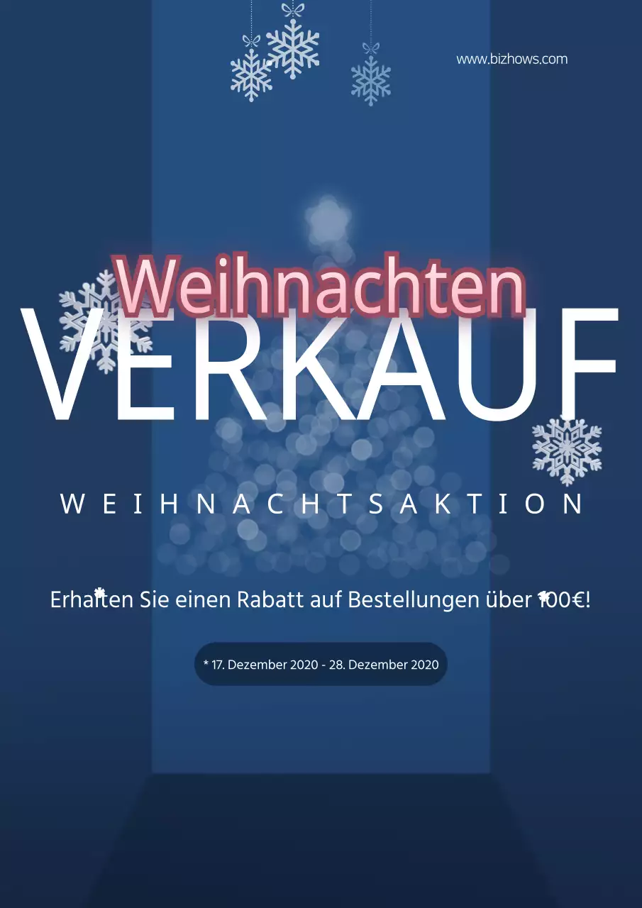 Ein Flugblatt, das für einen Weihnachtsausverkauf im Indigo-Chic wirbt