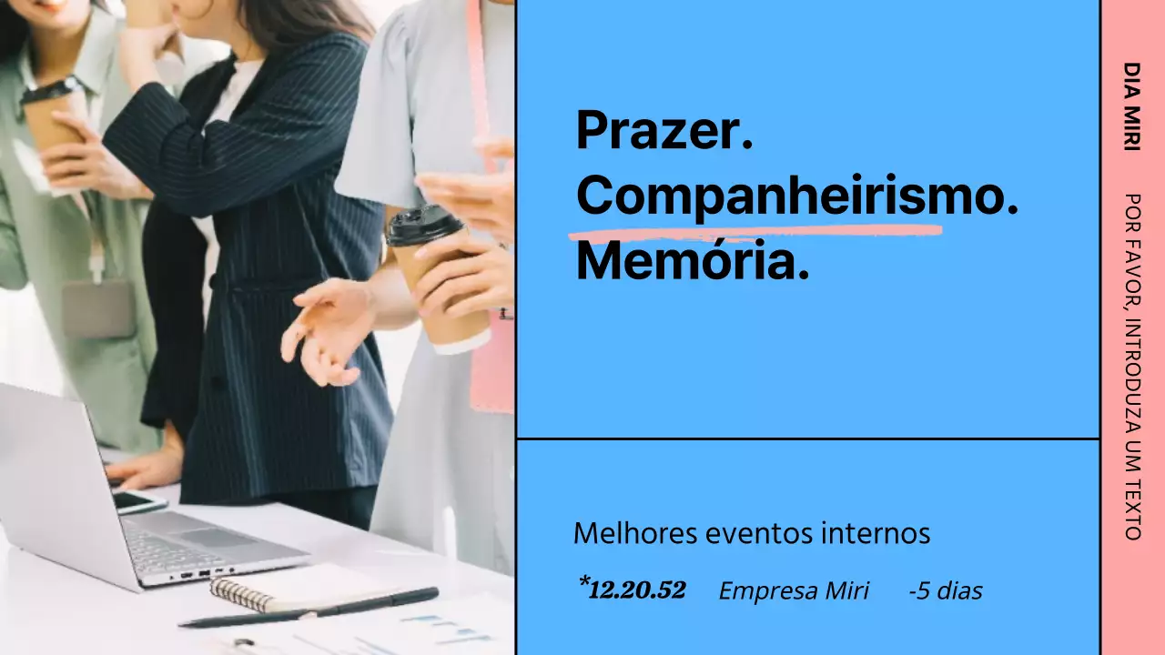 Apresentação do conceito de grelha azul e rosa no evento interno