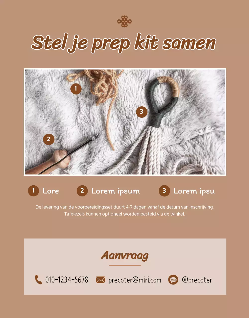 Informatie over een knutselcursus met beige abstracte illustraties en fotografie