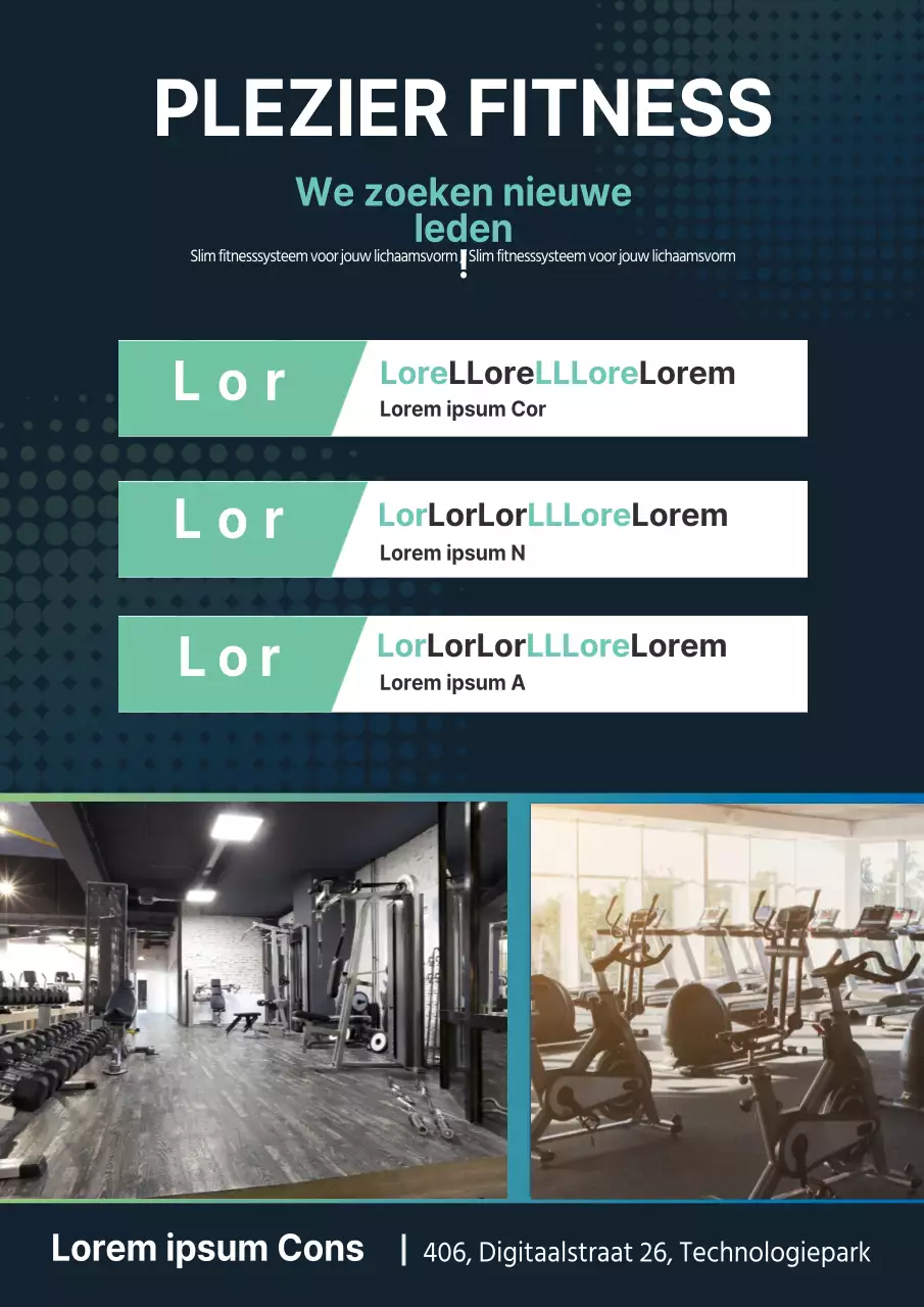 Nieuwe sportschoolleden werven met marineblauwe en mintkleurige sportschoolfoto's