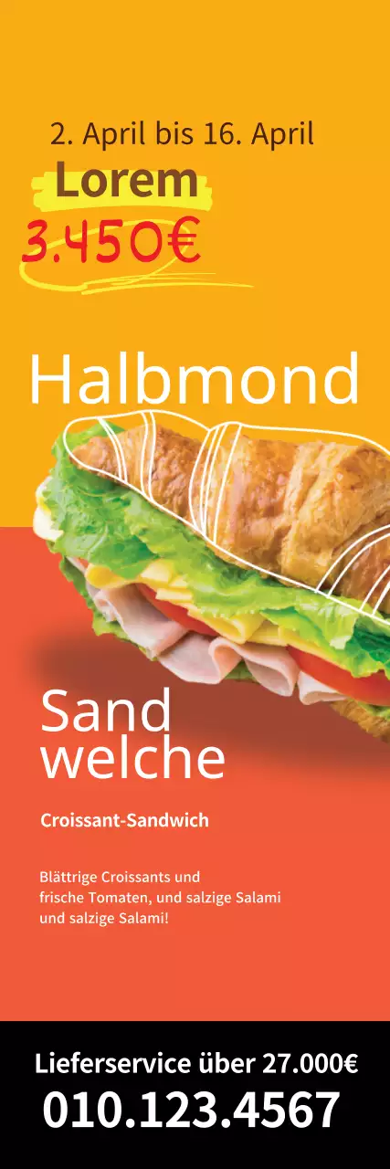 Gelb-orangefarbenes Foto Highlight Neat Restaurant Sandwich-Verkaufsveranstaltung