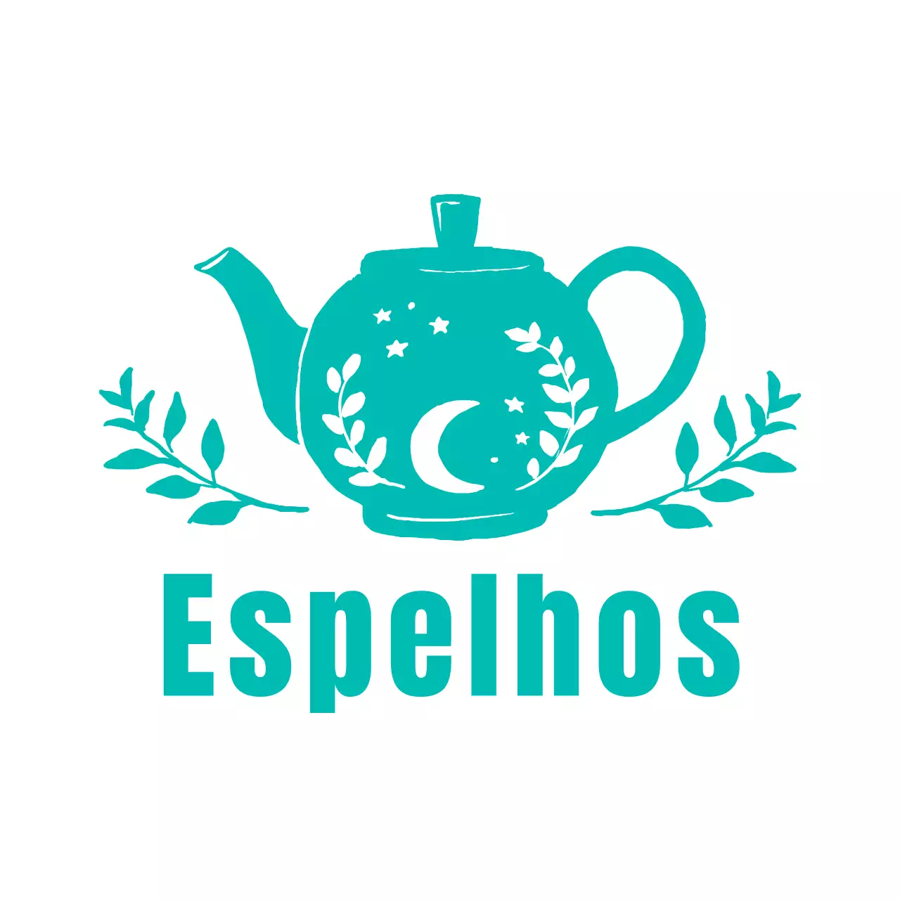 Logótipo desenhado à mão, cor de menta, de uma casa de chá tradicional