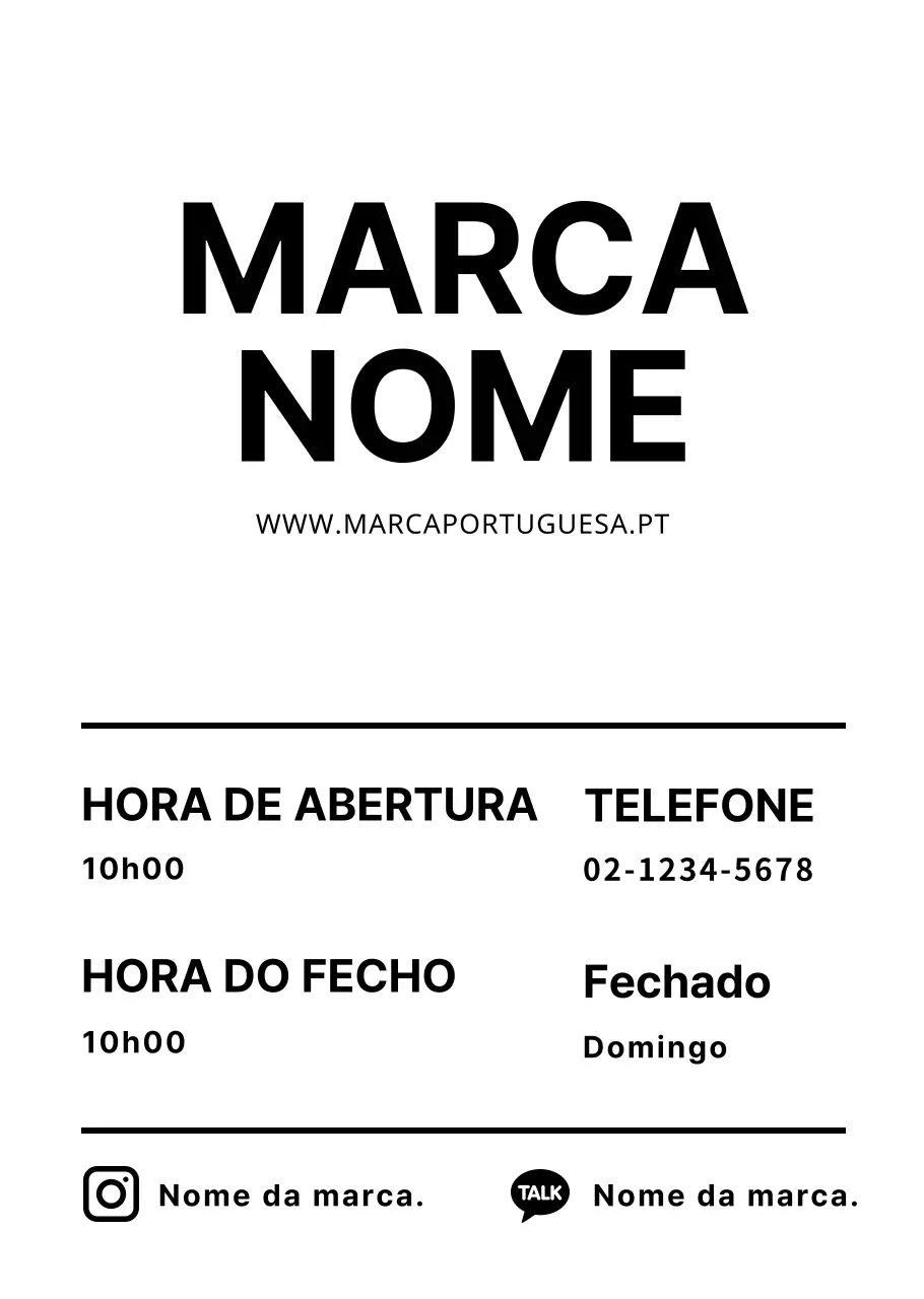 Cartaz transparente com a marca do horário de funcionamento simples