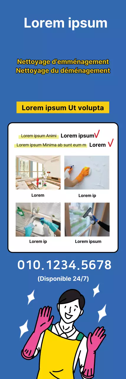 Illustration jaune bleu promouvant la propreté