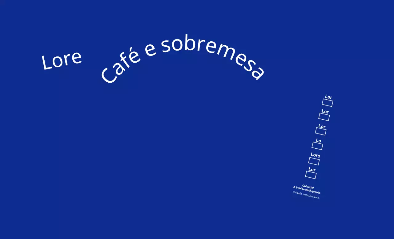 Café com texto em letras simples azuis