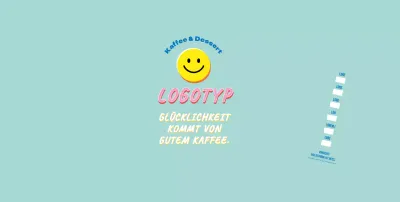 Blau Niedliche Illustration Schriftzug Cafe