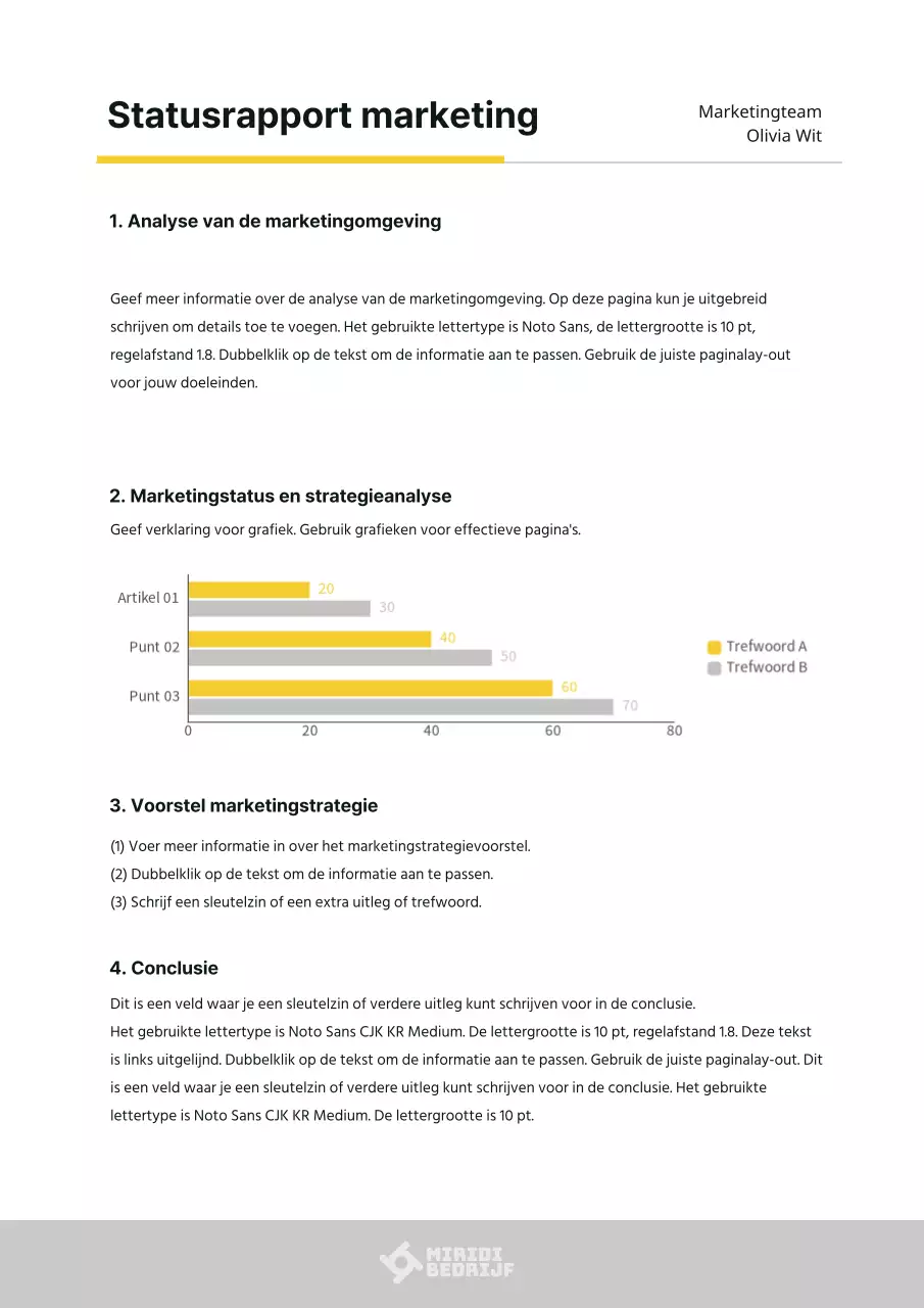 Rapporten met een strak geel en grijs thema