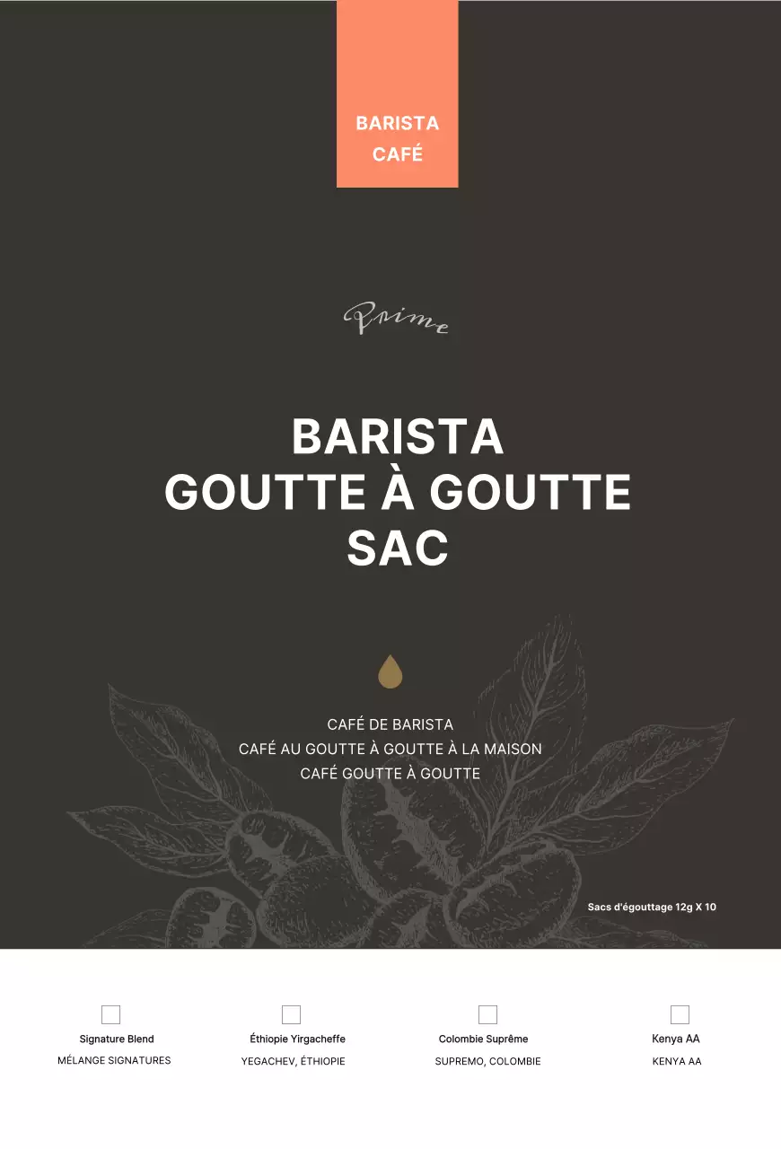 Illustration de haricots bruns Carte d'information sur un produit de caféCarte postale