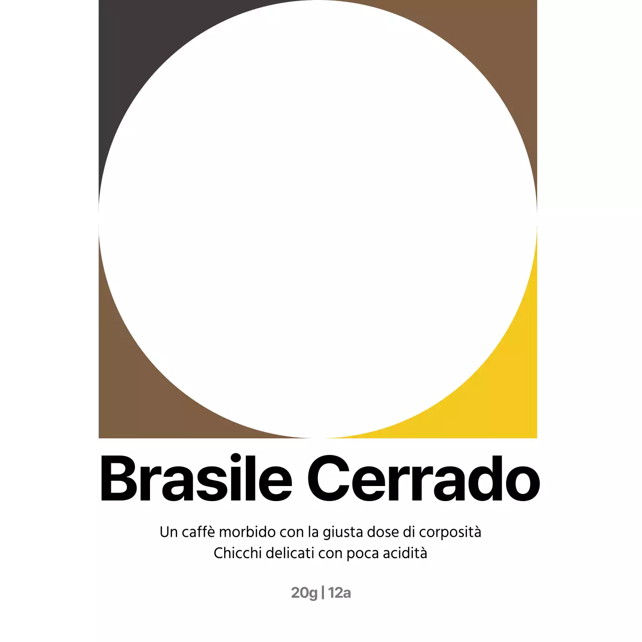 Semplice cartolina concettuale a forma di fagiolo in giallo e marrone