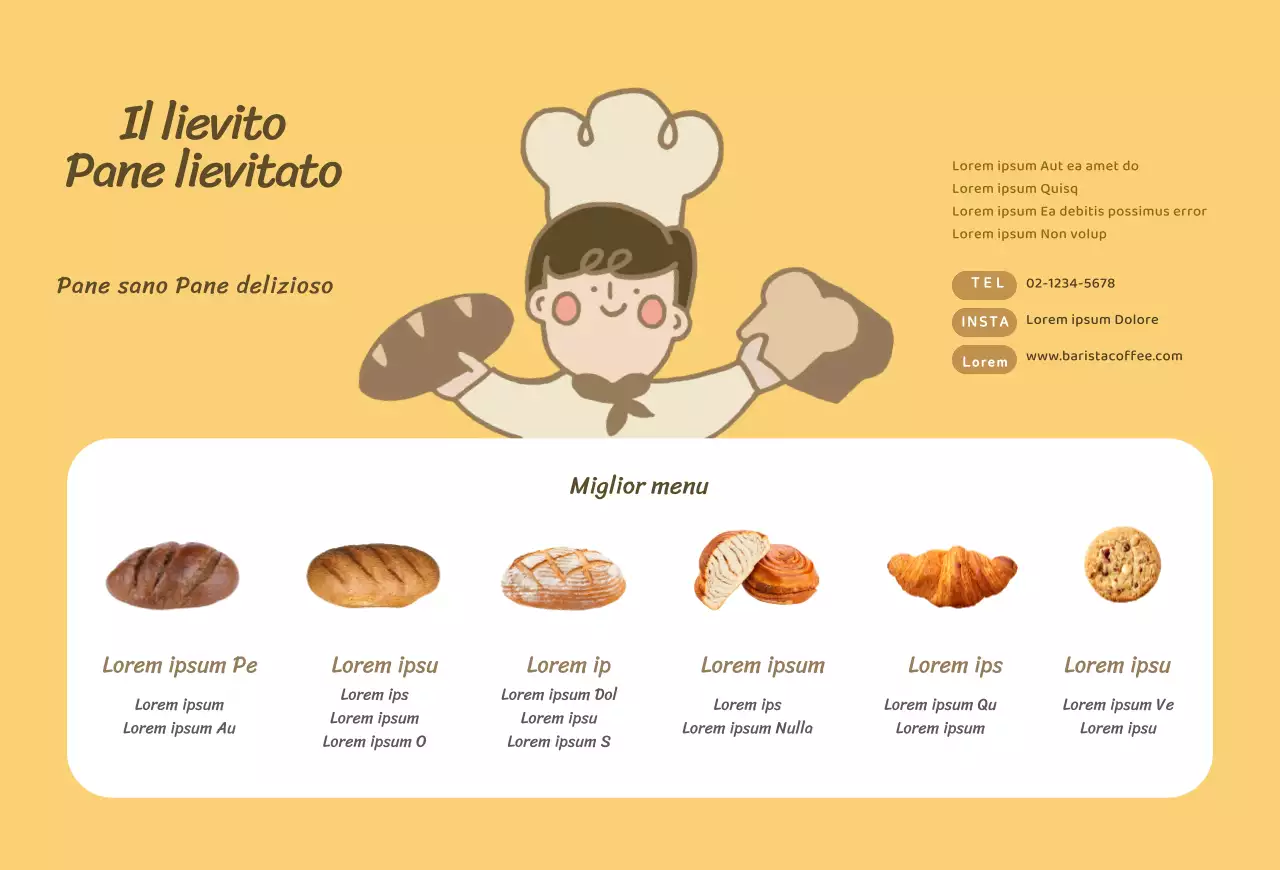 Giallo Carino ChefPersonaggio Panificio CartolinaPostcard