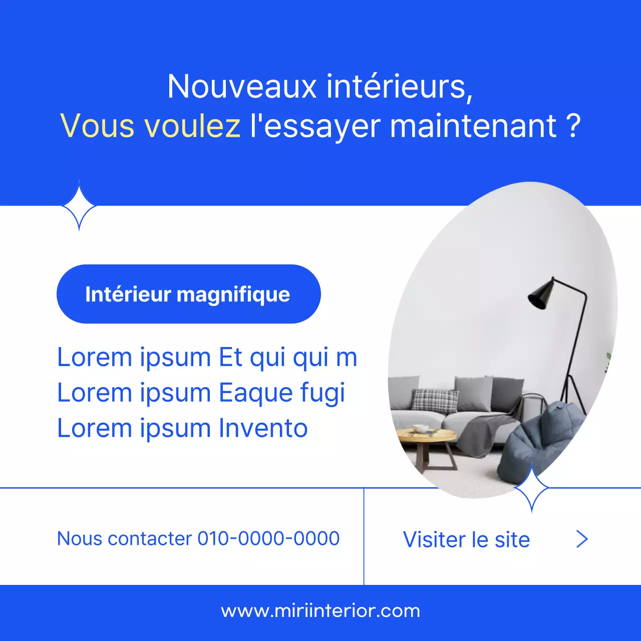 La tendance de l'intérieur simple et bleu