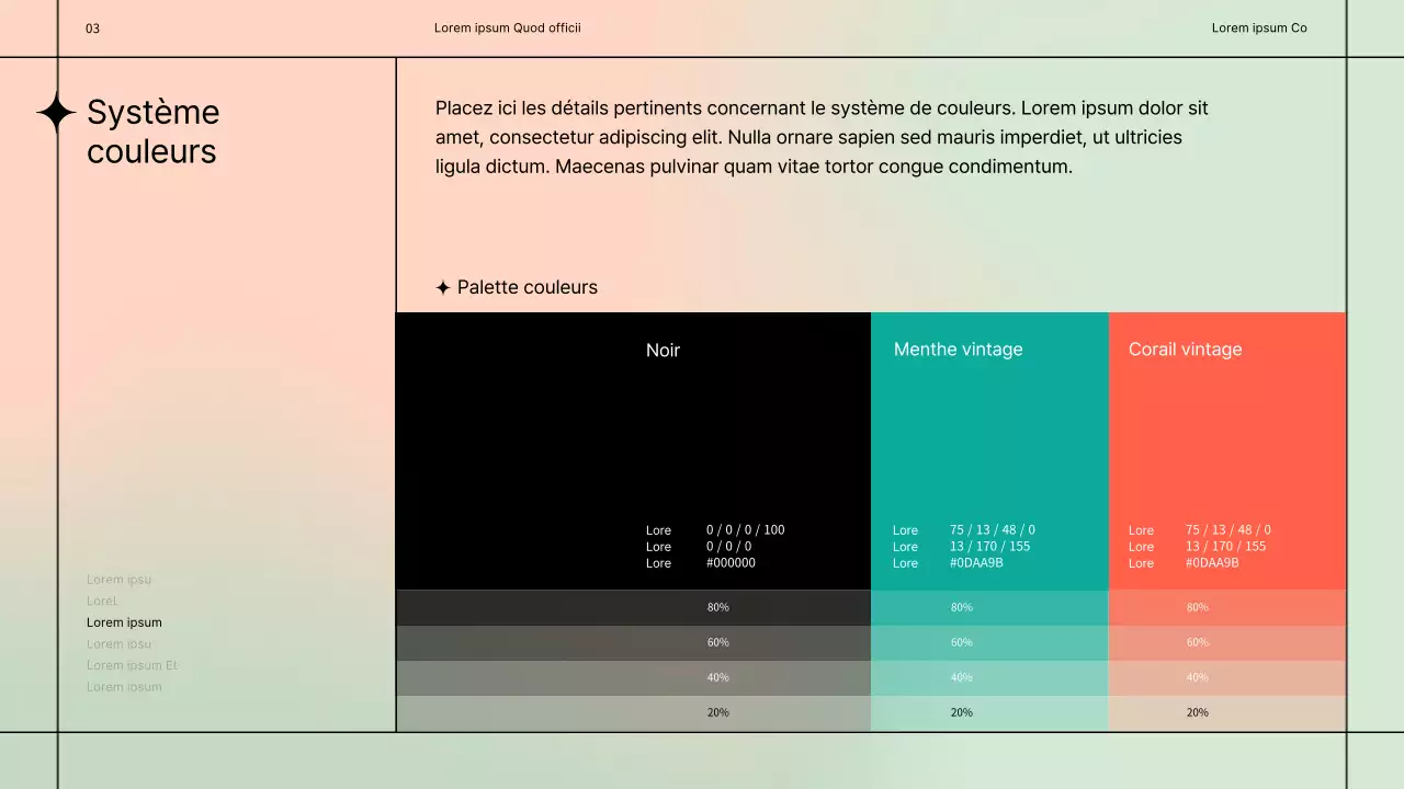 Lignes directrices simples pour la conception d'une marque avec un motif de lignes noires sur un fond pastel
