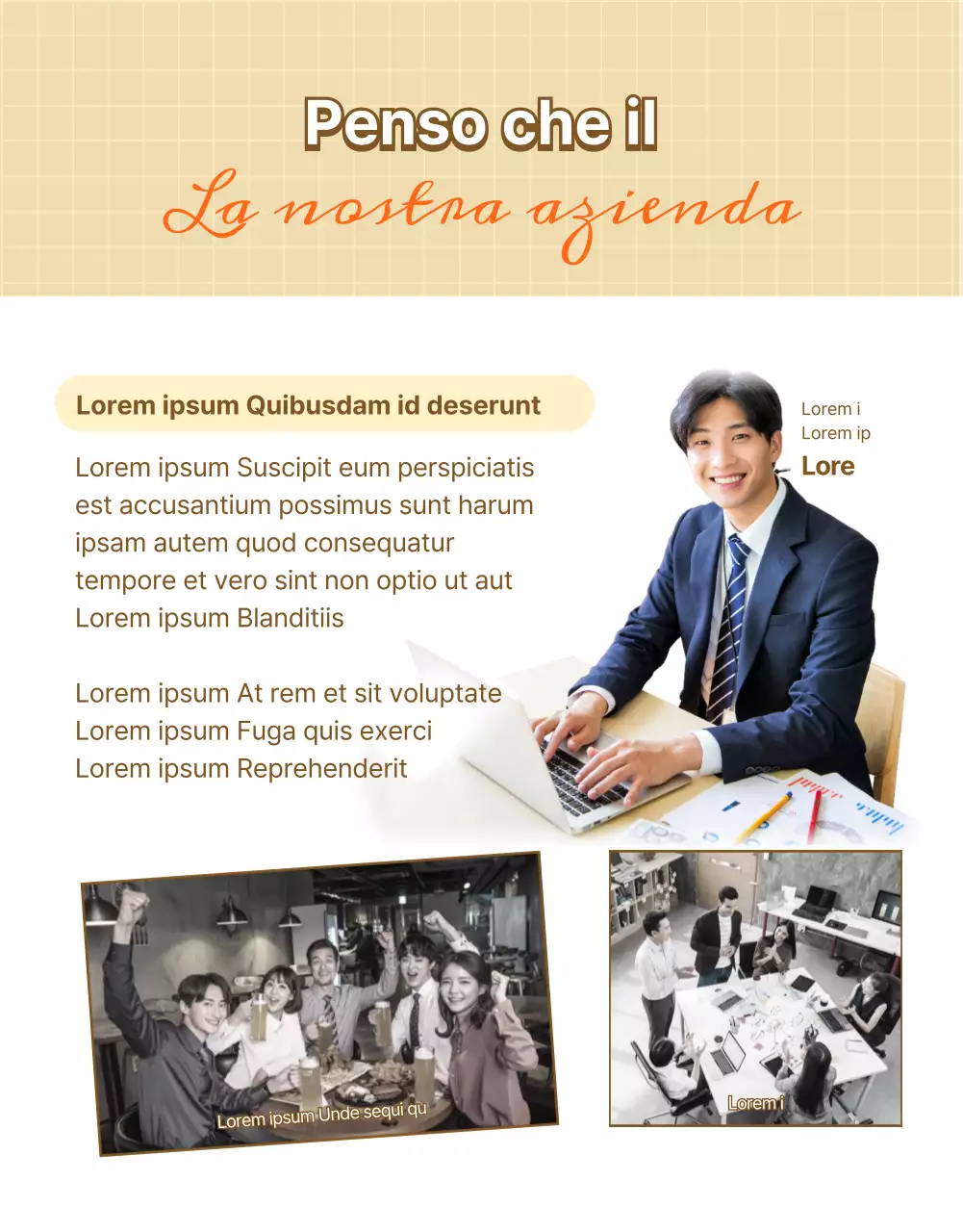 Un colloquio di assunzione con i colori rilassanti del beige e dell'arancione