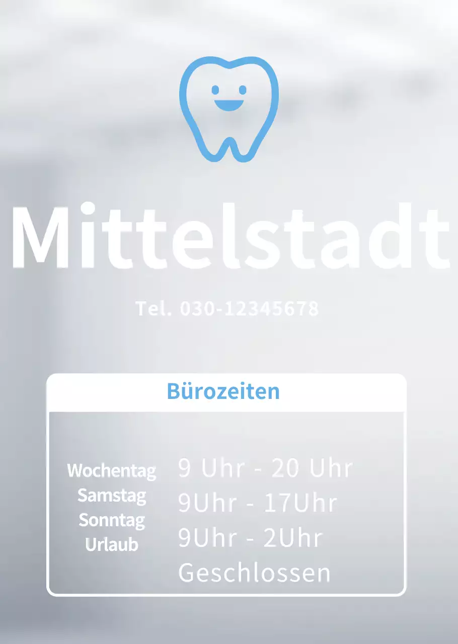 Hellblaues Zahnarztlogo Sprechstundenplakat für Klinik