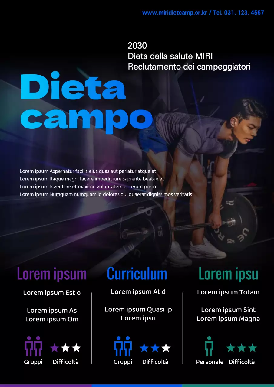 Il titolo blu evidenzia le istruzioni per la dieta