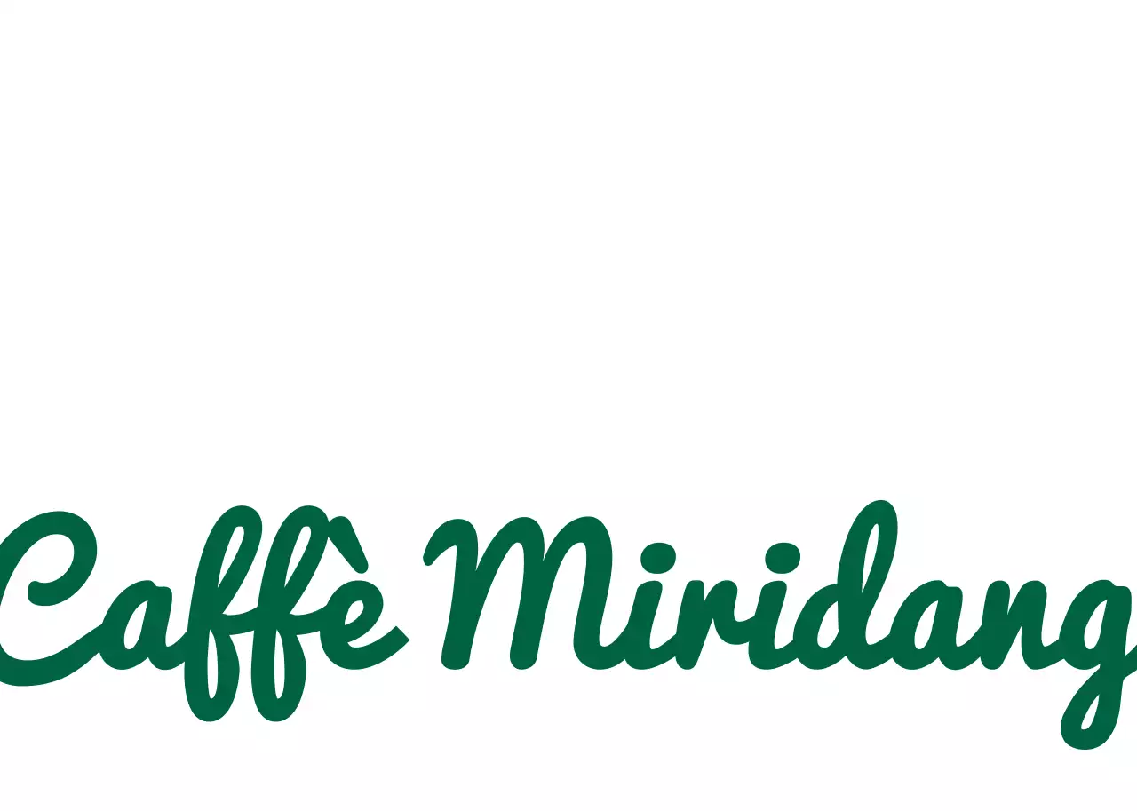 Scrittura verde e simpatico logo del caffè illustrato