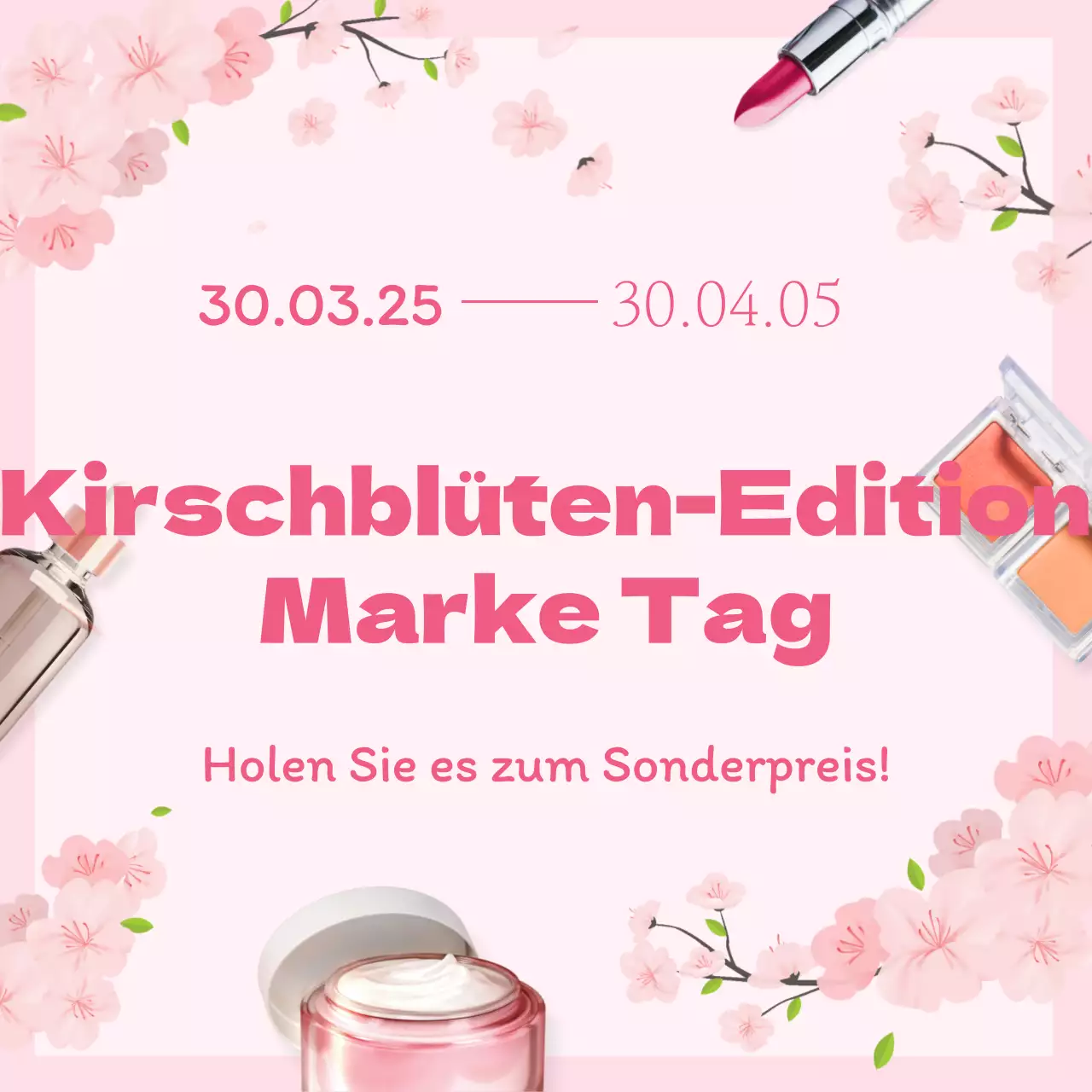 Cosmetics Cherry Blossom Edition Brand Day mit einem beruhigenden rosa Kirschblüten-Illustrationskonzept