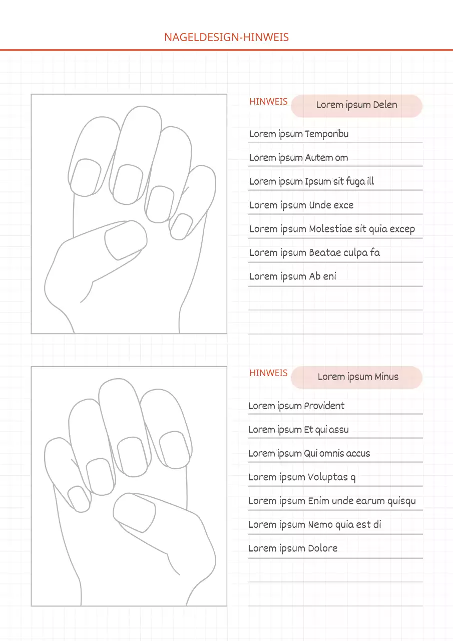 Einfache Nageldesign-Notizen in Weiß und Rot