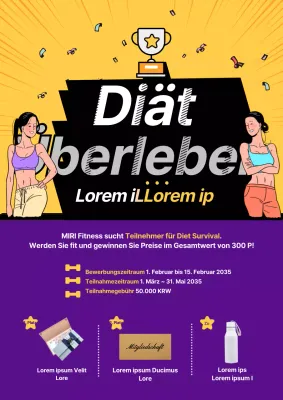 Fitness-Diät-Survival-Event in Gelb und Lila