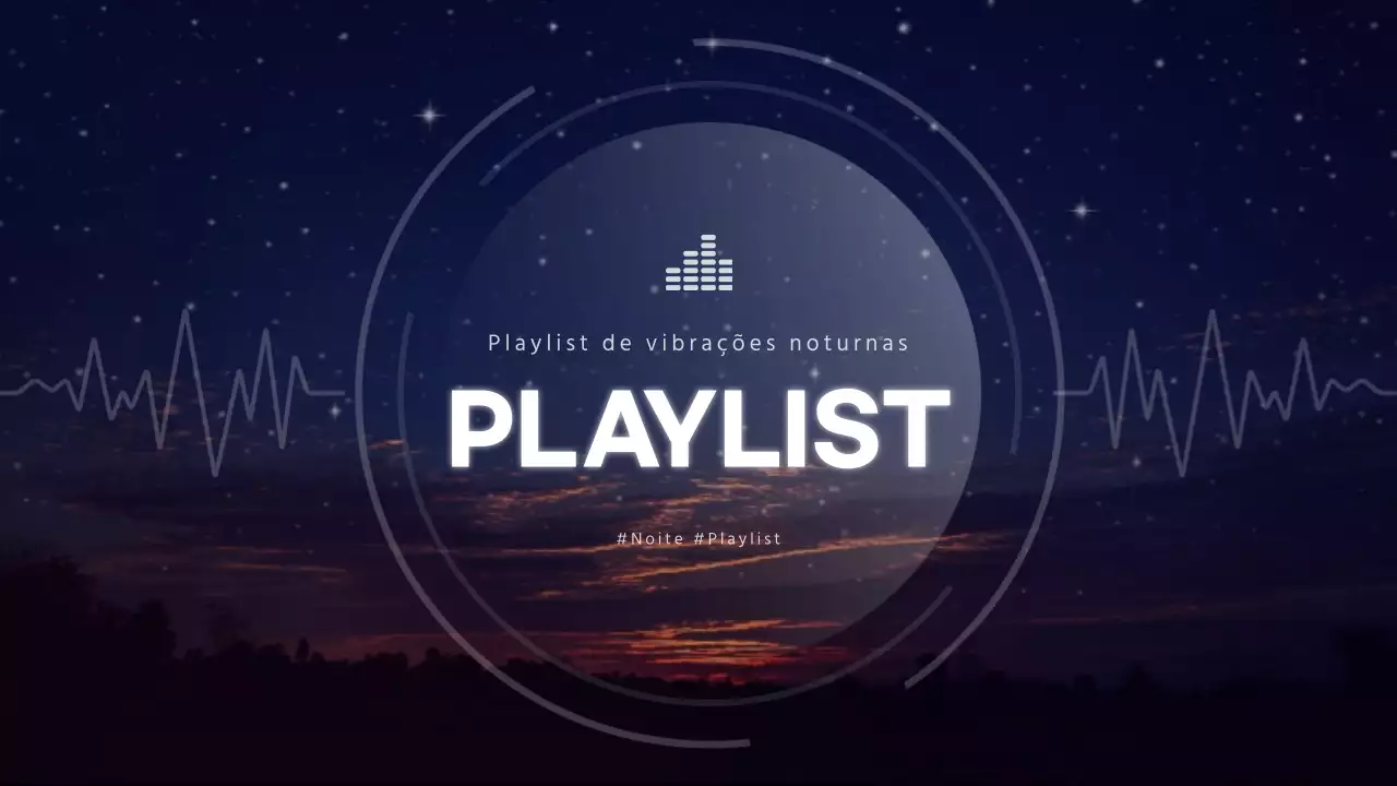 Uma lista de reprodução de música inspirada no amanhecer com um céu noturno como pano de fundo