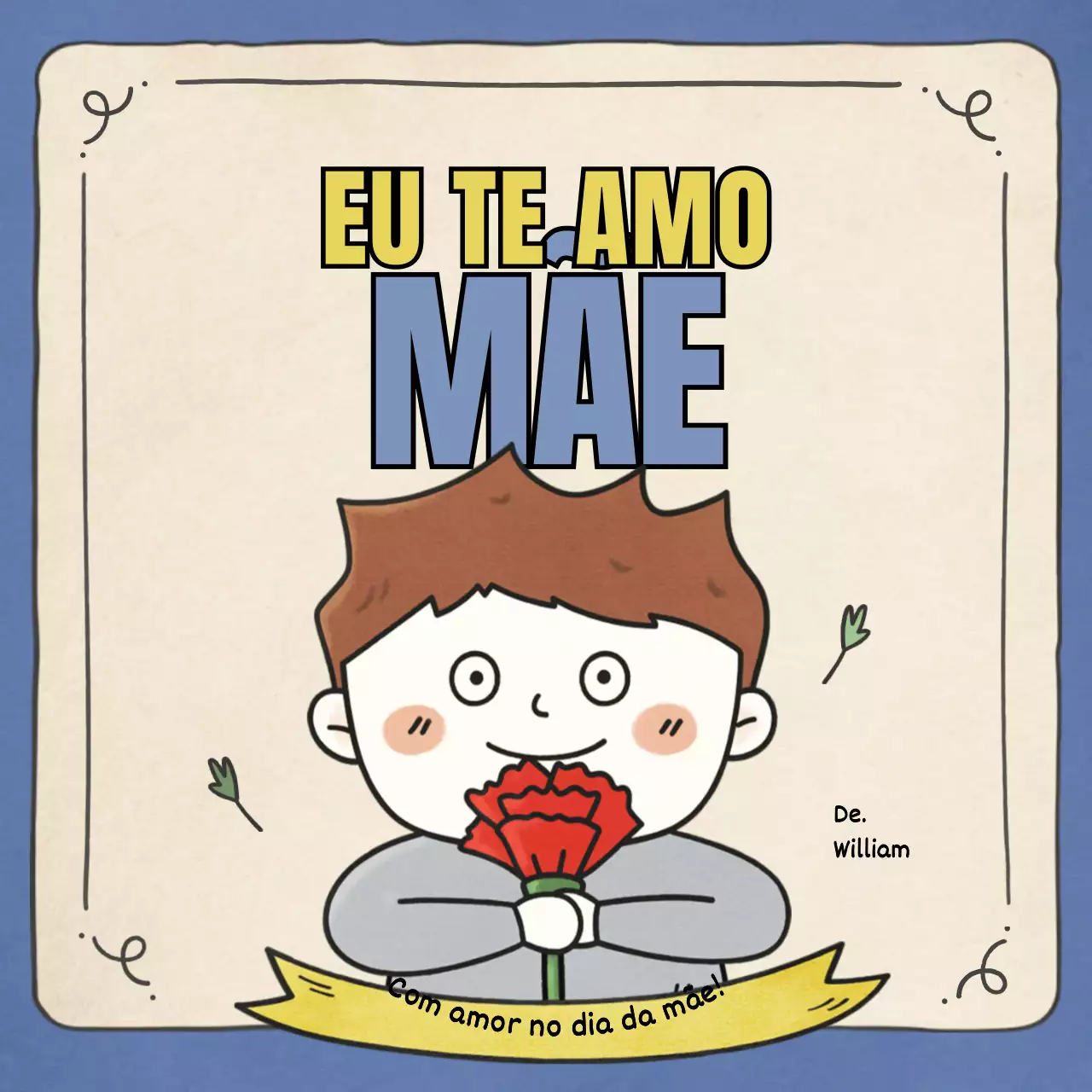 Conceito vintage ilustrado de felicitações para o dia da mãe em amarelo e azul