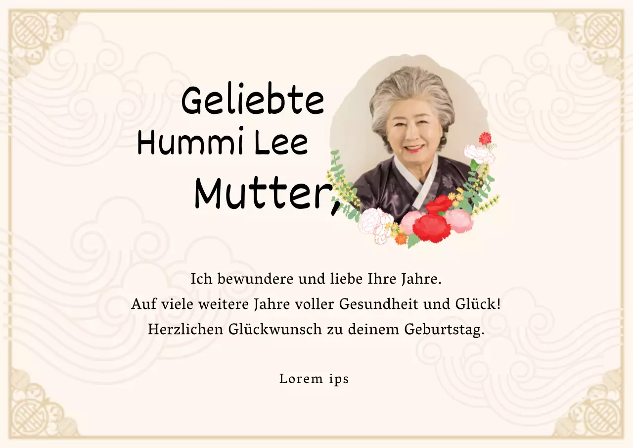 Beige Illustration Lyrische Happy Birthday Feier