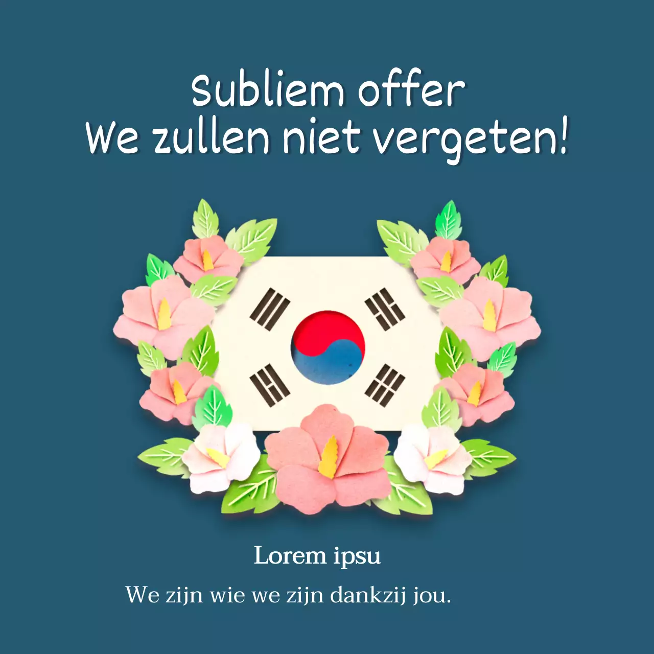 Turquoise en witte herinneringsposter in kalligrafiestijl