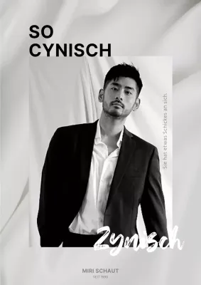 Moderner Herrenmode-Flyer in Schwarz-Weiß-Tönen