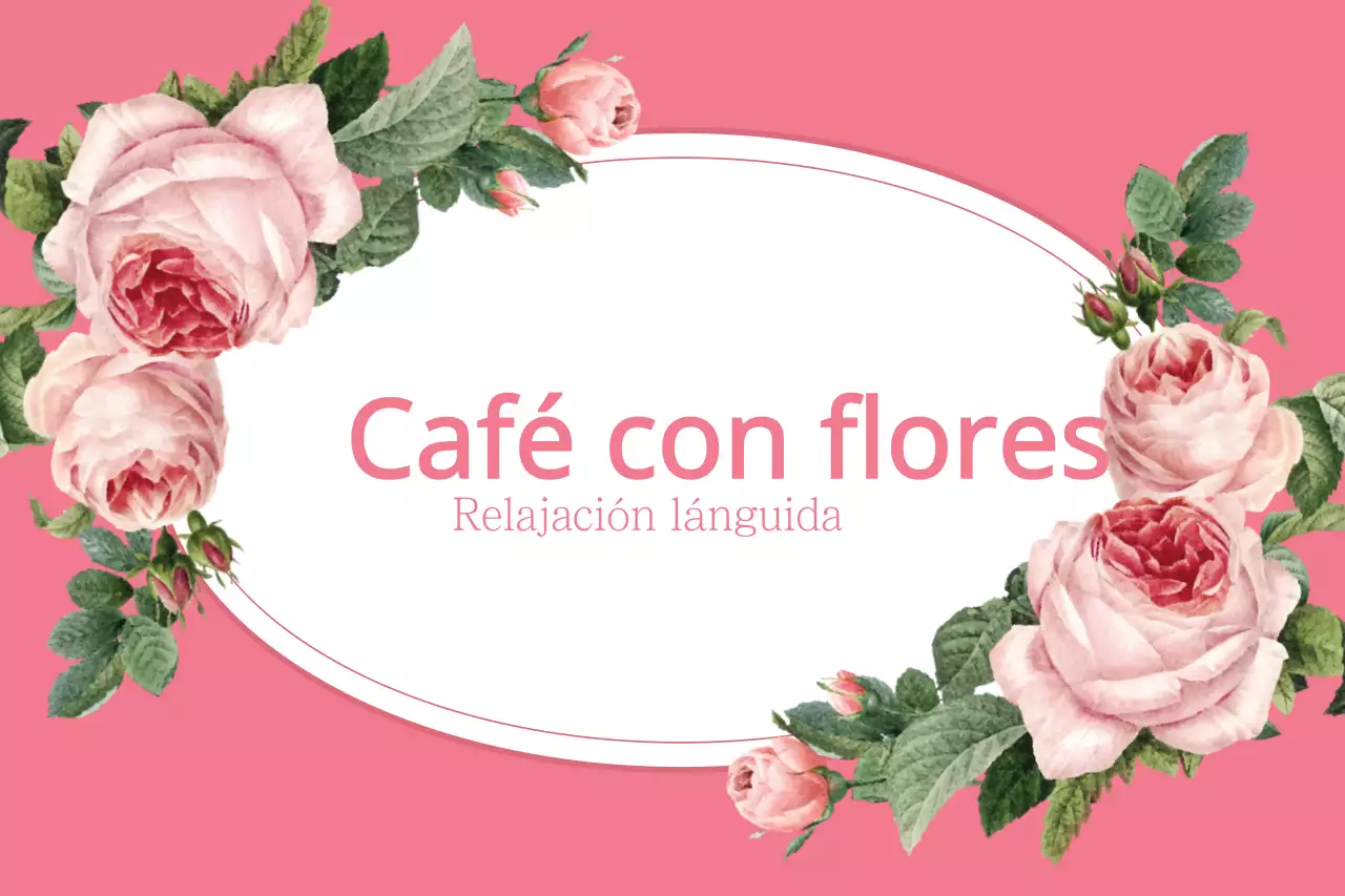 Promociona una cafetería de flores con una foto de rosas rosas