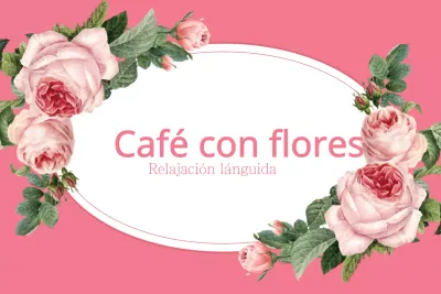 Promociona una cafetería de flores con una foto de rosas rosas