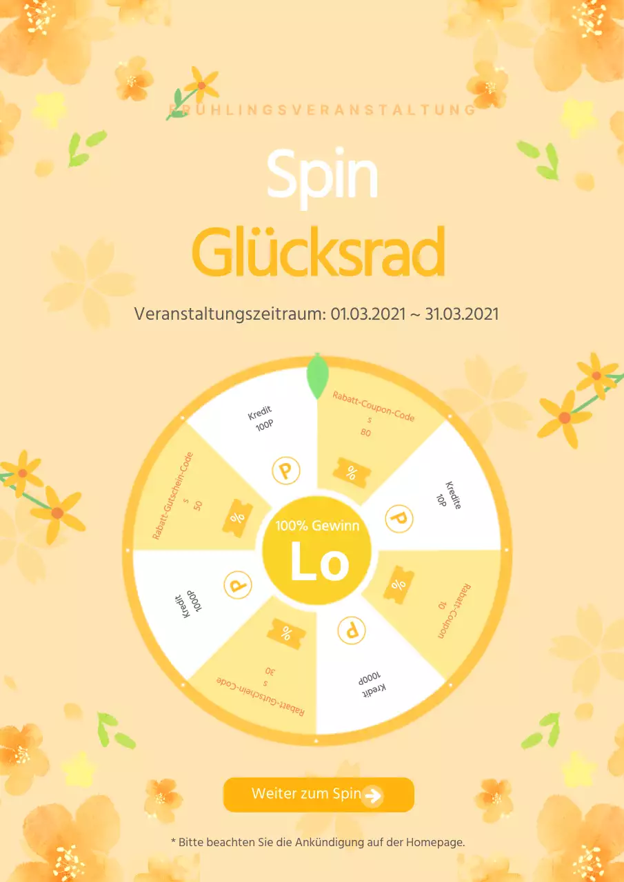 Glücksrad-Motiv in Orange