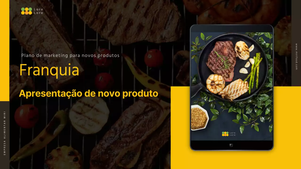 Apresentar uma proposta de promoção de um novo produto amarelo e castanho