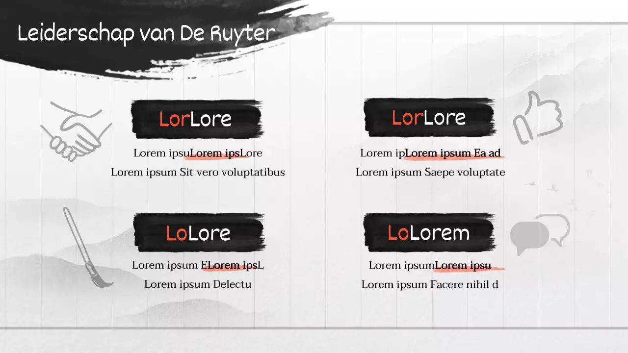 Zwart-wit en rood Klassiek concept Antieke inkt en aquarel Presentatie van de groten der aquarel