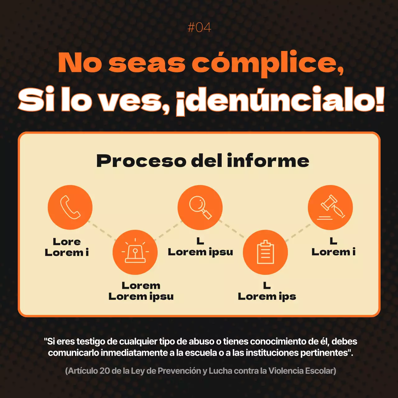 Promoción de la erradicación de la violencia escolar en naranja