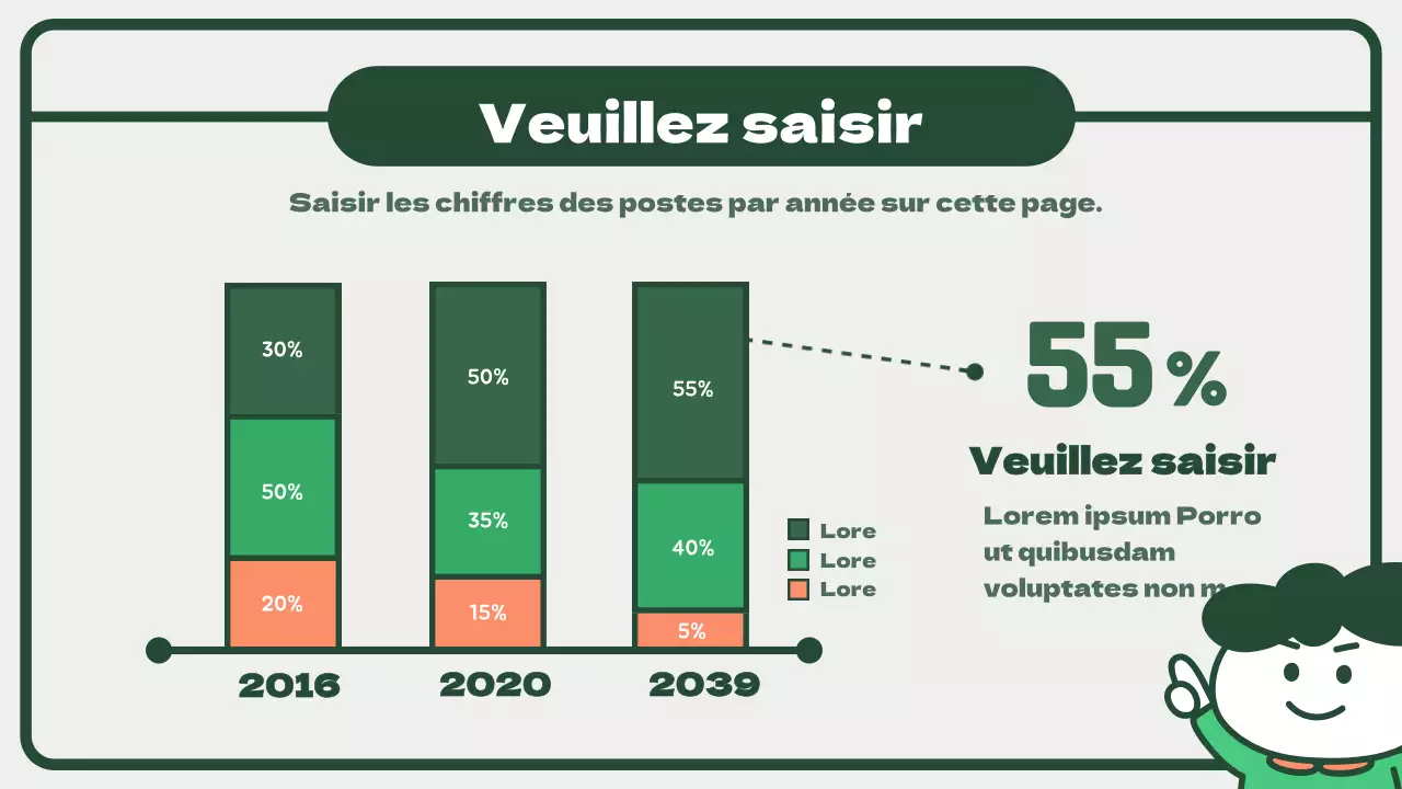 Infographie avec de jolis graphiques verticaux verts et orange