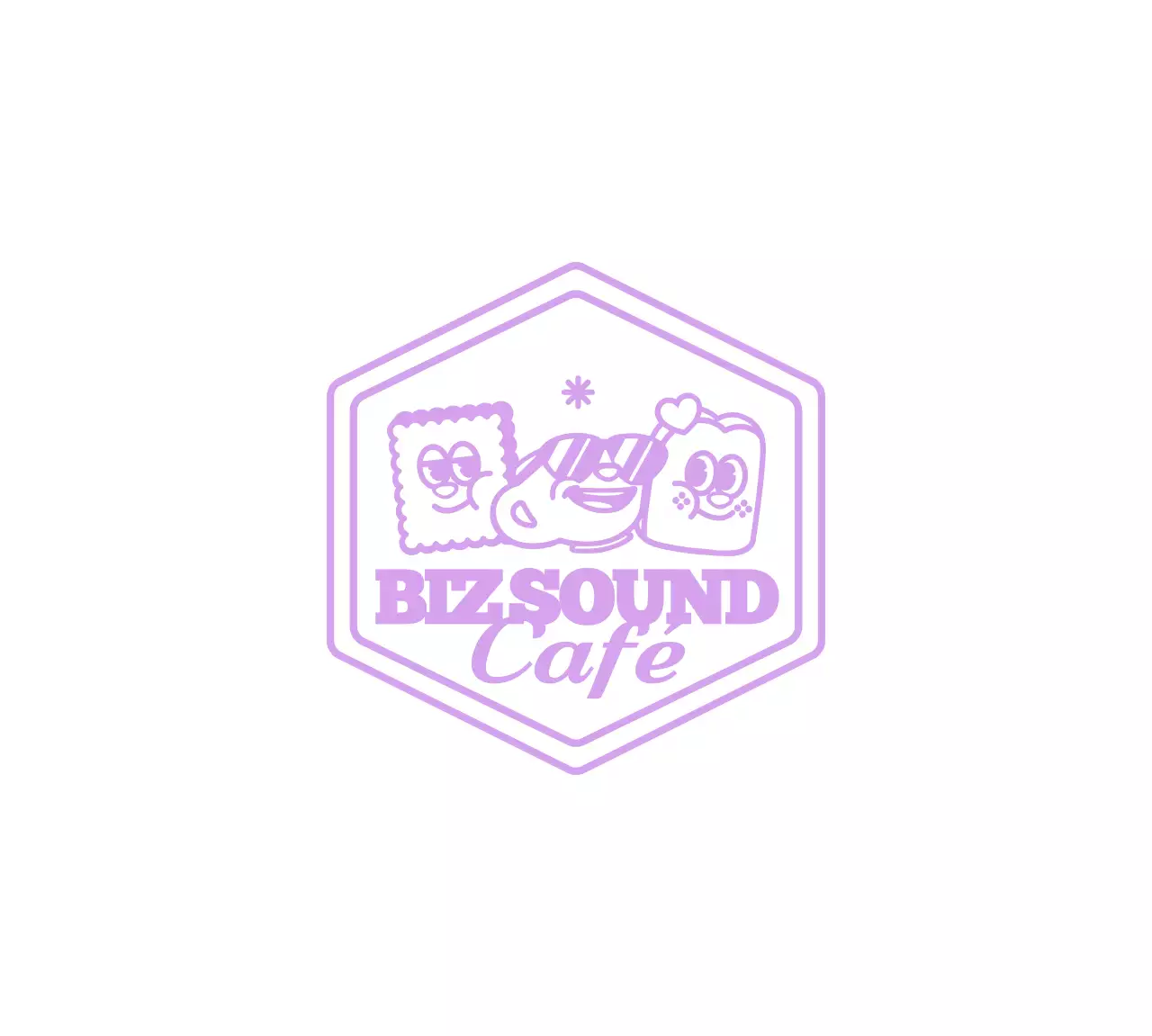 Combinaison de caractères et de textes pour le dessert, mignon et branché, pour les produits dérivés des cafés