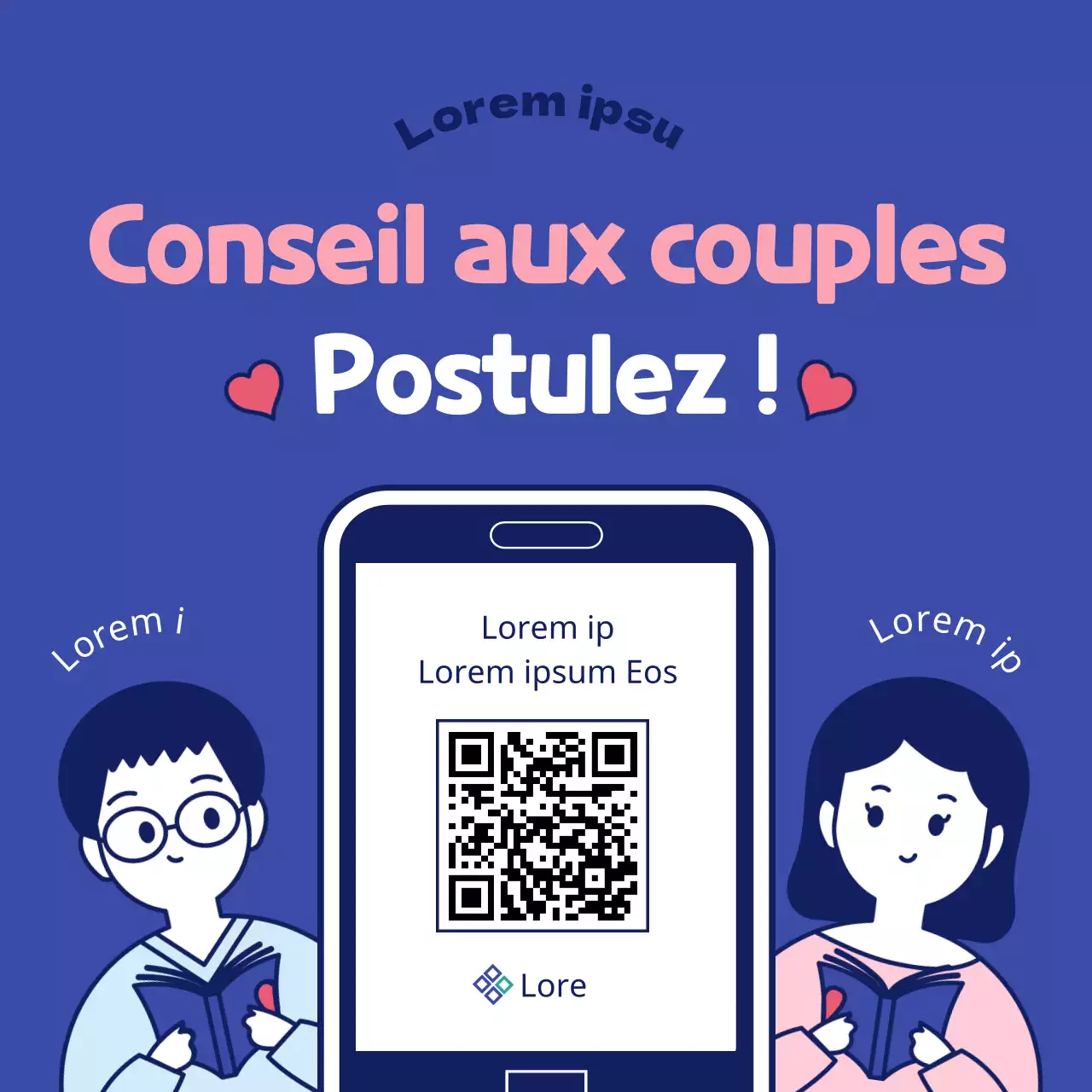 Illustration simple et mignonne en rose et bleu marine Mois de la famille Jour du couple Lunes de miel Mariage Programme de consultation en psychologie médicale et psychiatrique