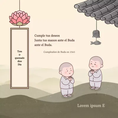 Inscripción del cumpleaños de Buda sobre fondo beige