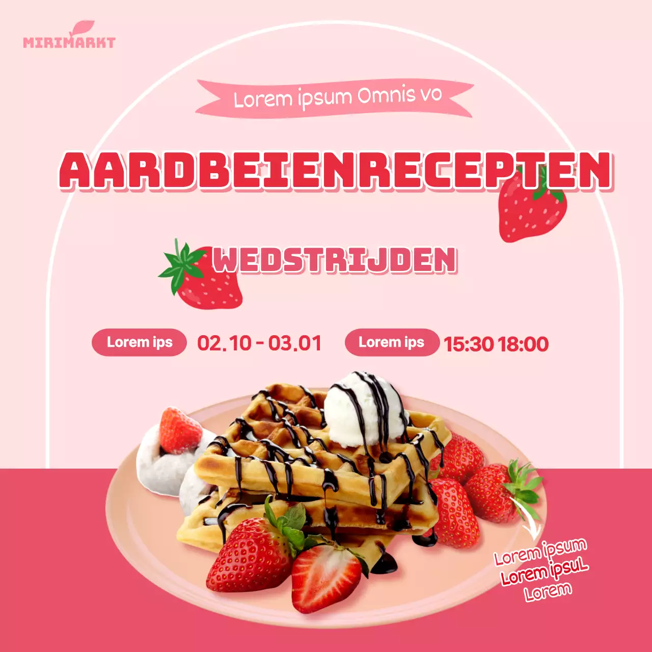 roze aardbeienreceptenwedstrijd social media
