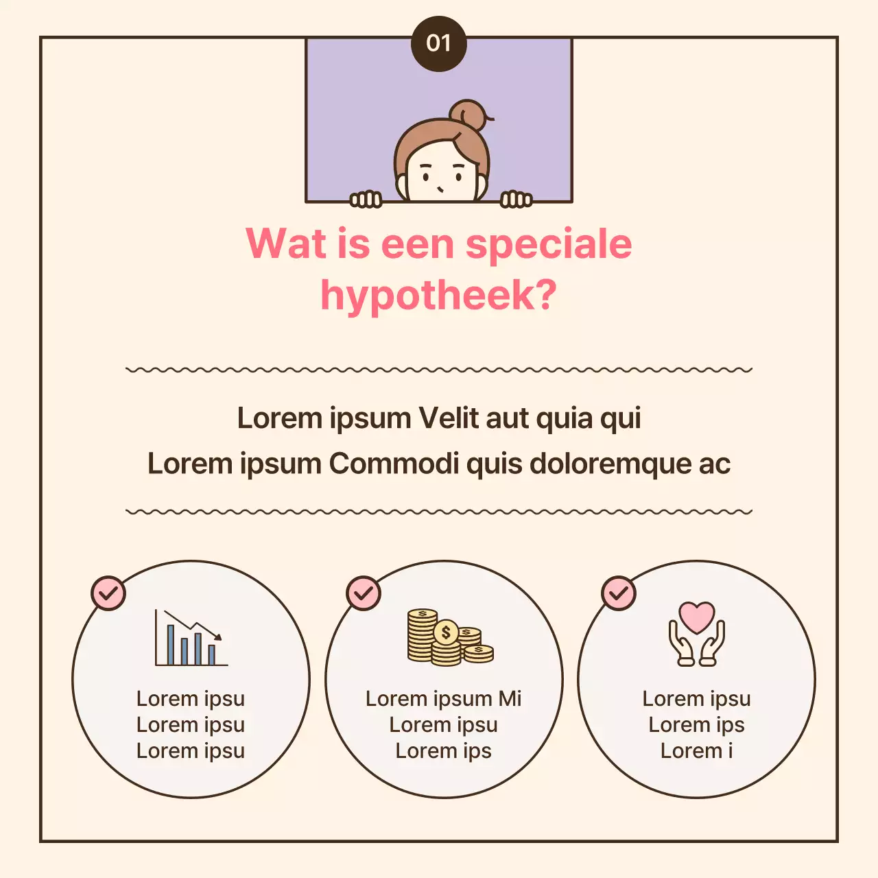 Uitgelichte illustraties in gele en roze pastelkleuren Gids voor speciale hypotheekleningen