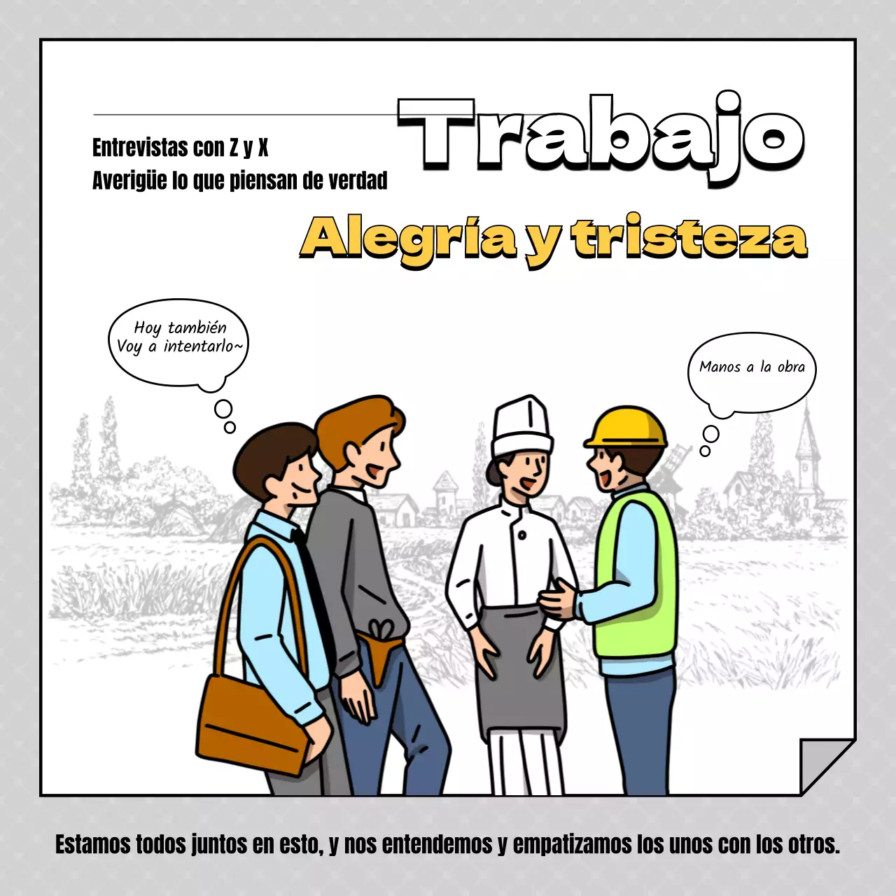 Una sencilla entrevista a un trabajador amarillo y gris