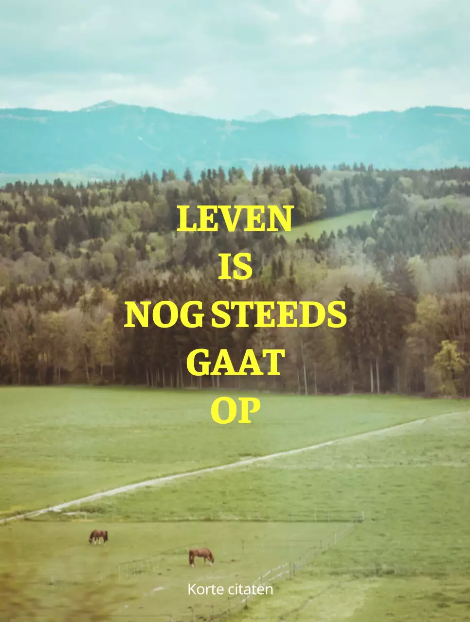 Merchandise met emotionele geel-witte landschapsfoto's en emotionele tekst