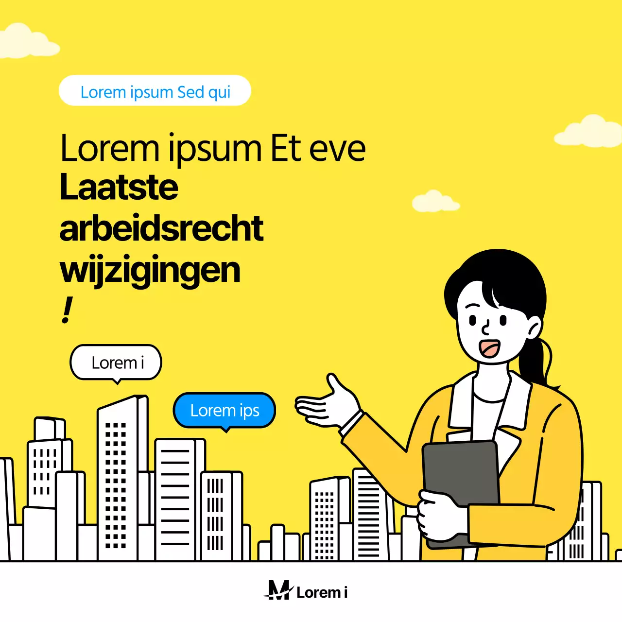 Gele illustratie Concept Arbeidsrecht Wijziging Wet Gelijke Behandeling