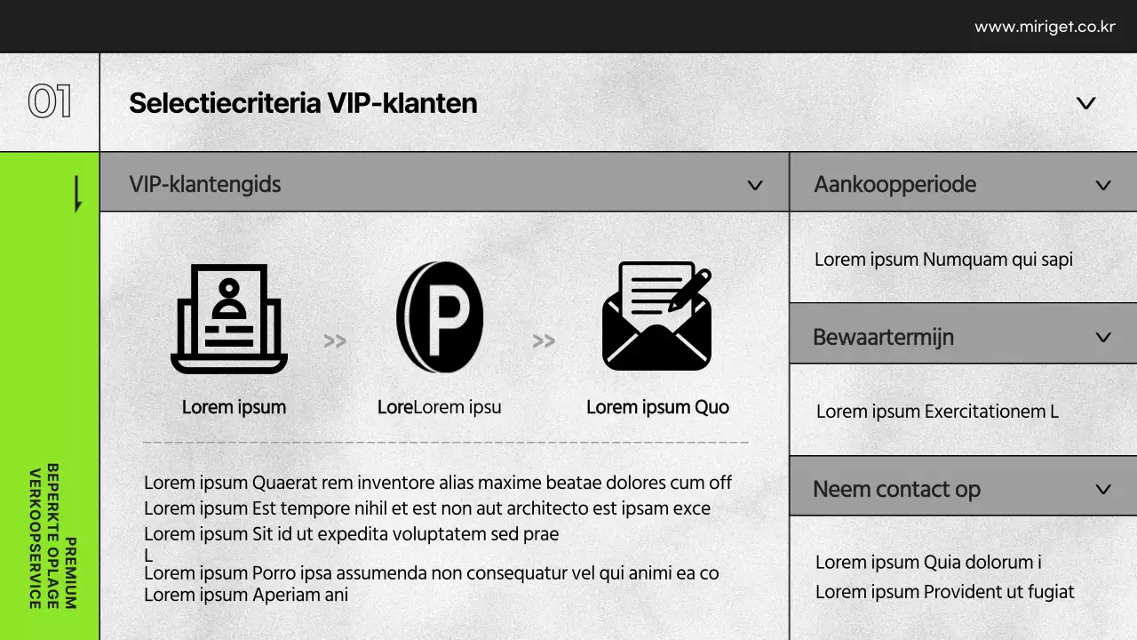 Presentatie VIP-voordelen warenhuis in zwart-wit en limoengroen