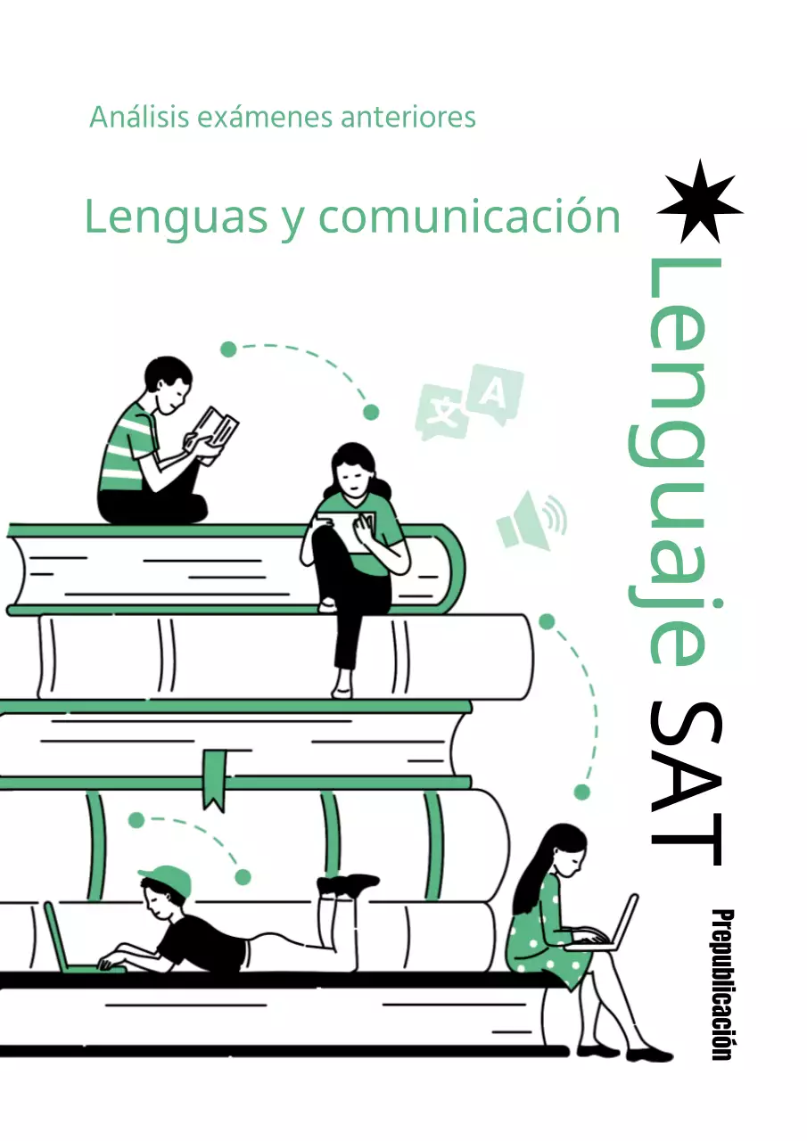La cubierta del libro SAT Language tiene un sencillo esquema de color verde.