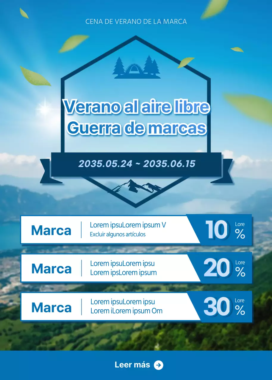 Un evento para excursionistas azul, fresco y veraniego