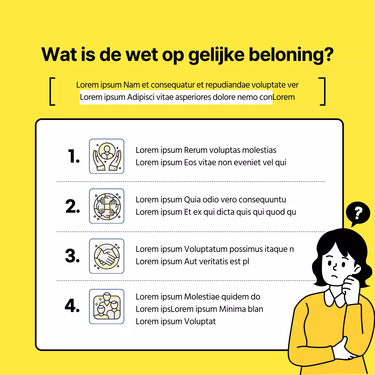 Gele illustratie Concept Arbeidsrecht Wijziging Wet Gelijke Behandeling