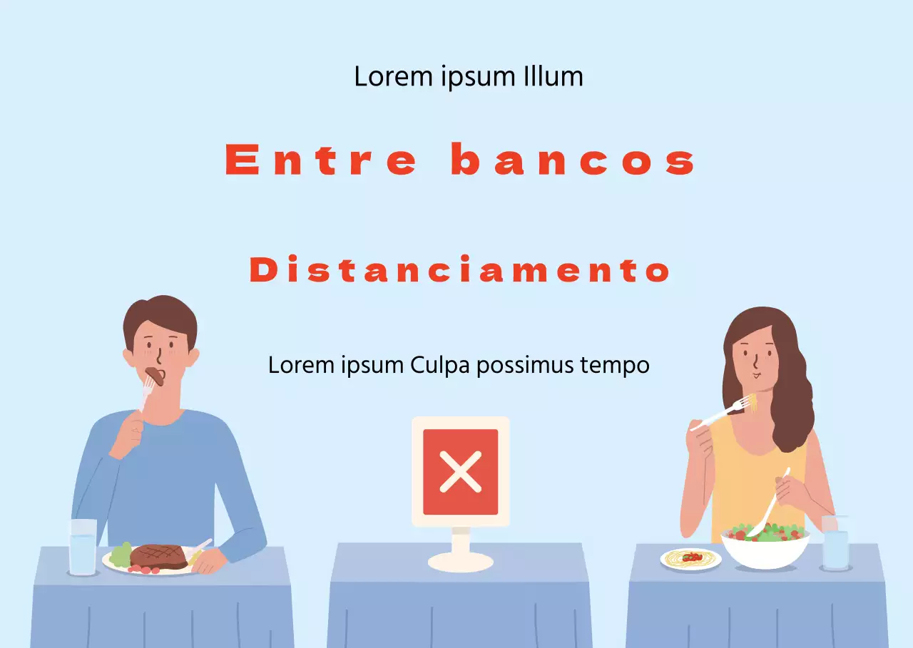 Sinal de distanciamento concetual ilustrado a vermelho e preto