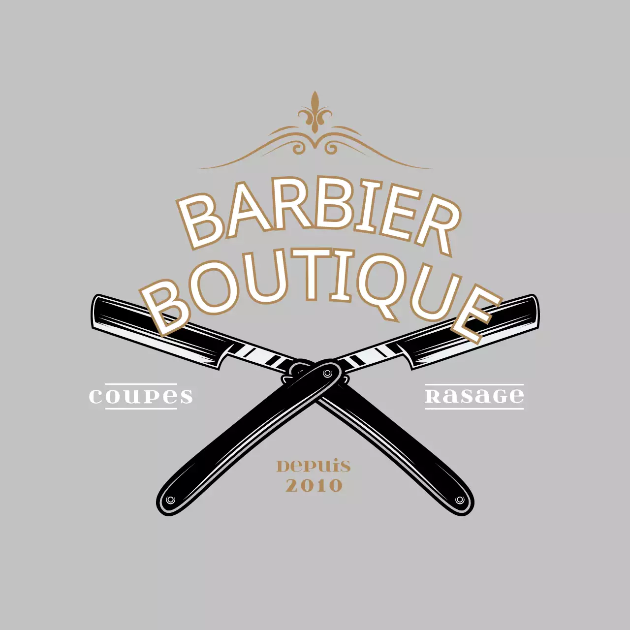 Enseigne de salon de coiffure de style vintage en gris